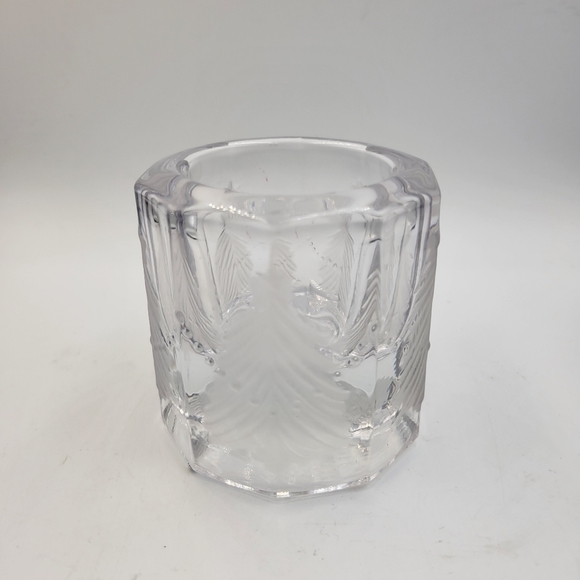 VTG Studio Nova Winter's Eve Glass Votive Candle Holder Christmas Pine Trees - Picture 1 of 6